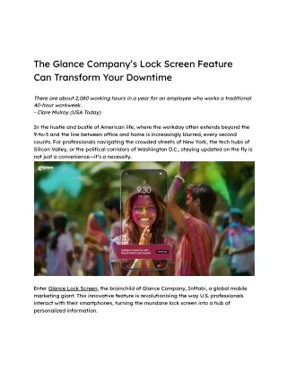 the glance company s lock screen feature