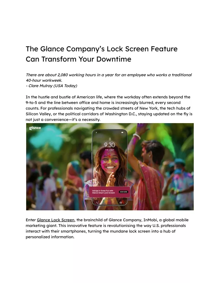 the glance company s lock screen feature