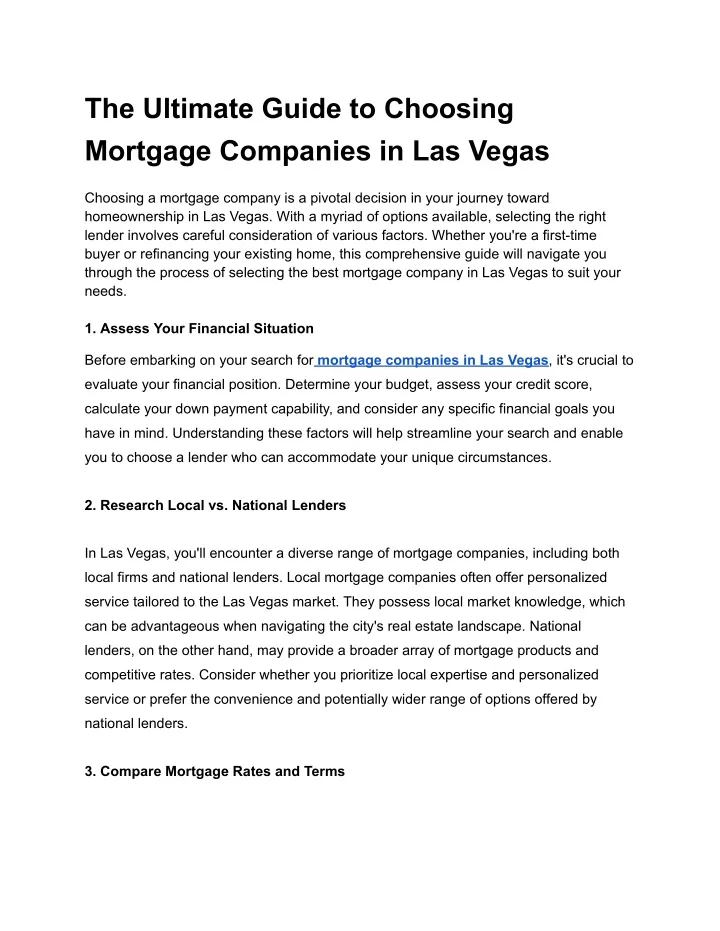 the ultimate guide to choosing mortgage companies