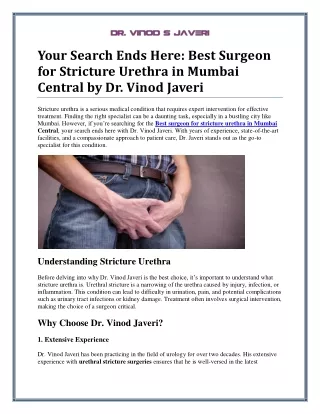 Best Surgeon For Stricture Urethra in Mumbai Central