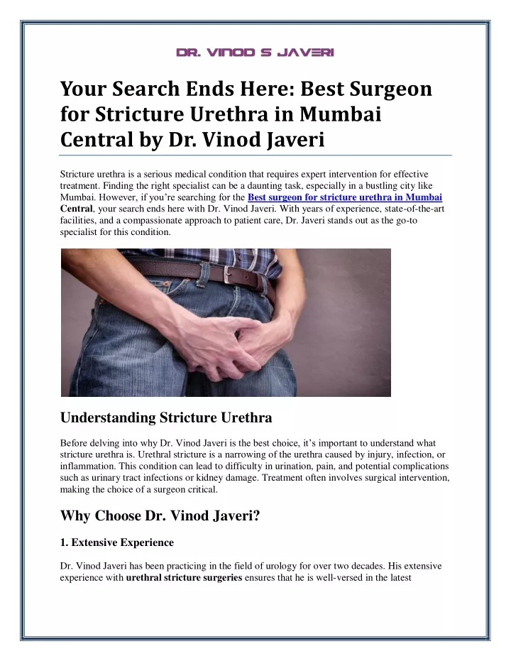 your search ends here best surgeon for stricture