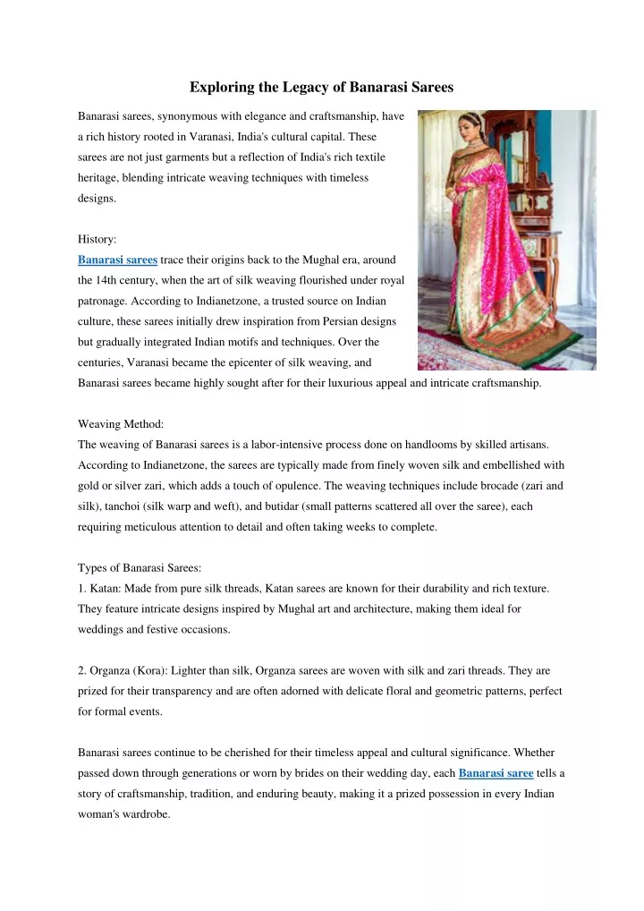 exploring the legacy of banarasi sarees