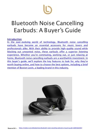 Bluetooth Noise Cancelling Earbuds A Buyer’s Guide