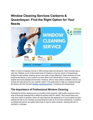 Window Cleaning Services Canberra & Queanbeyan