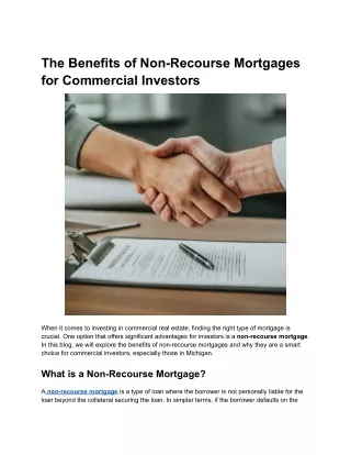 The Benefits of Non-Recourse Mortgages for Commercial Investors