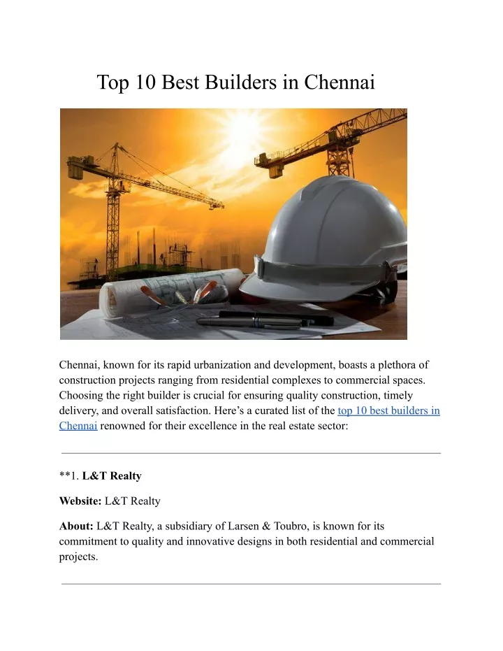 top 10 best builders in chennai