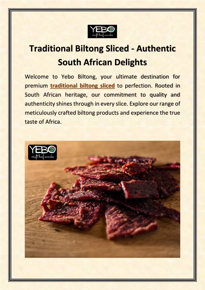 traditional biltong sliced authentic south