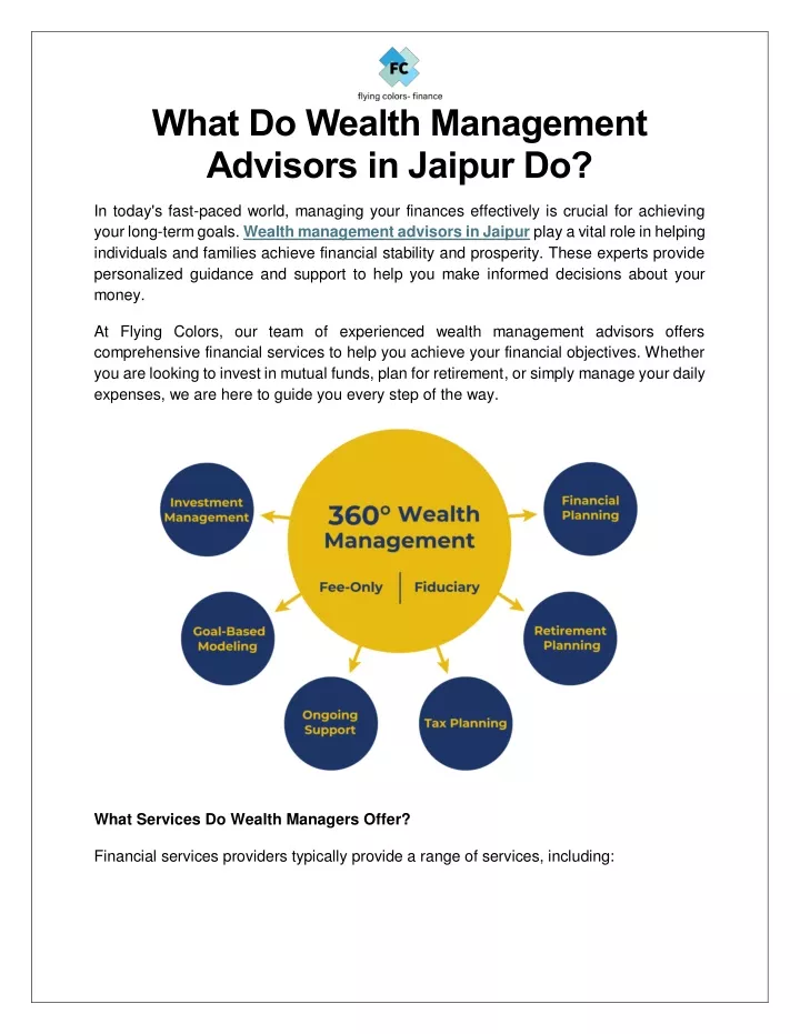 what do wealth management advisors in jaipur do