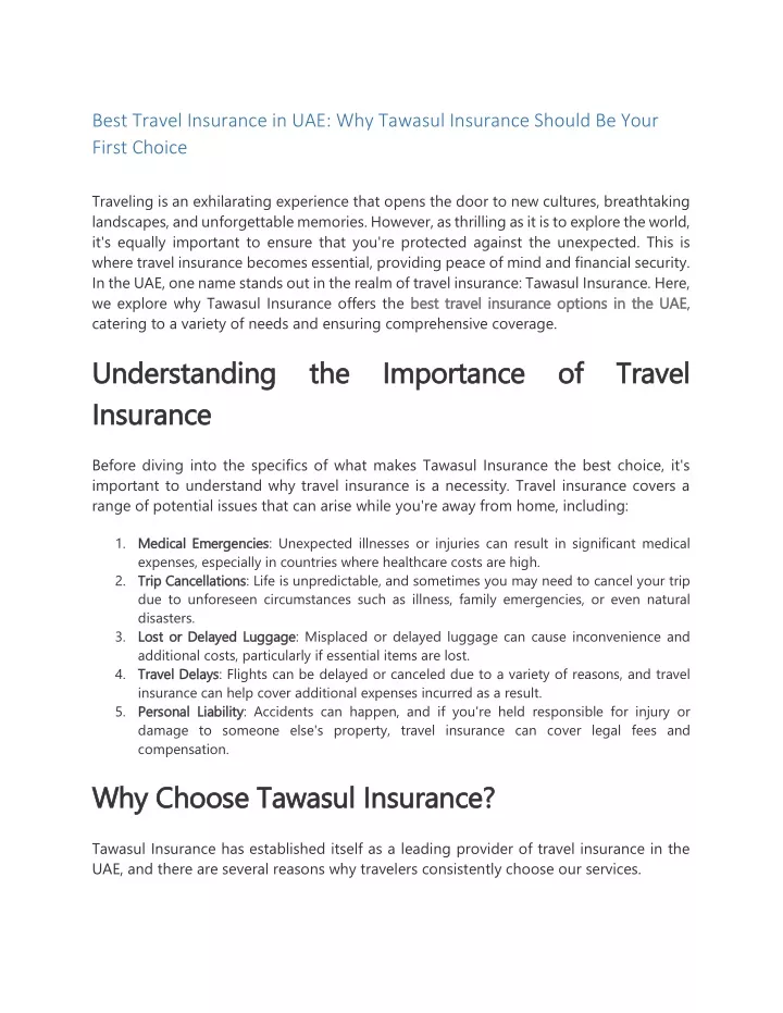 best travel insurance in uae why tawasul