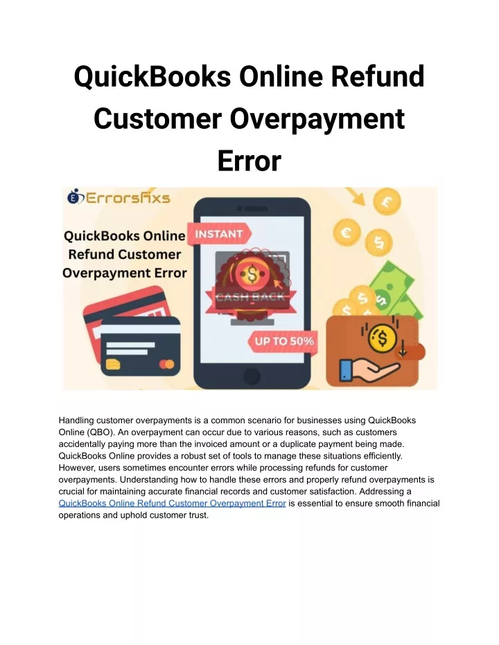 quickbooks online refund customer overpayment