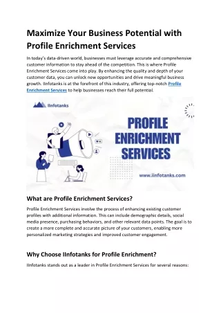 Maximize Your Business Potential with Profile Enrichment Services