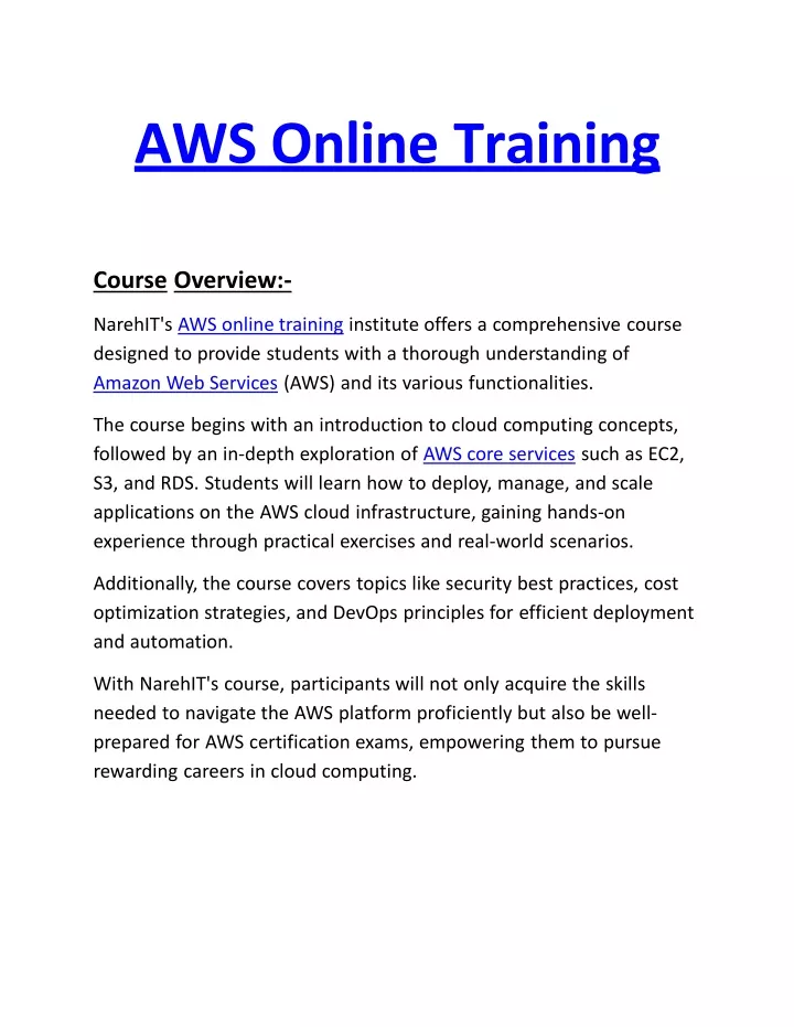 aws onlin e training