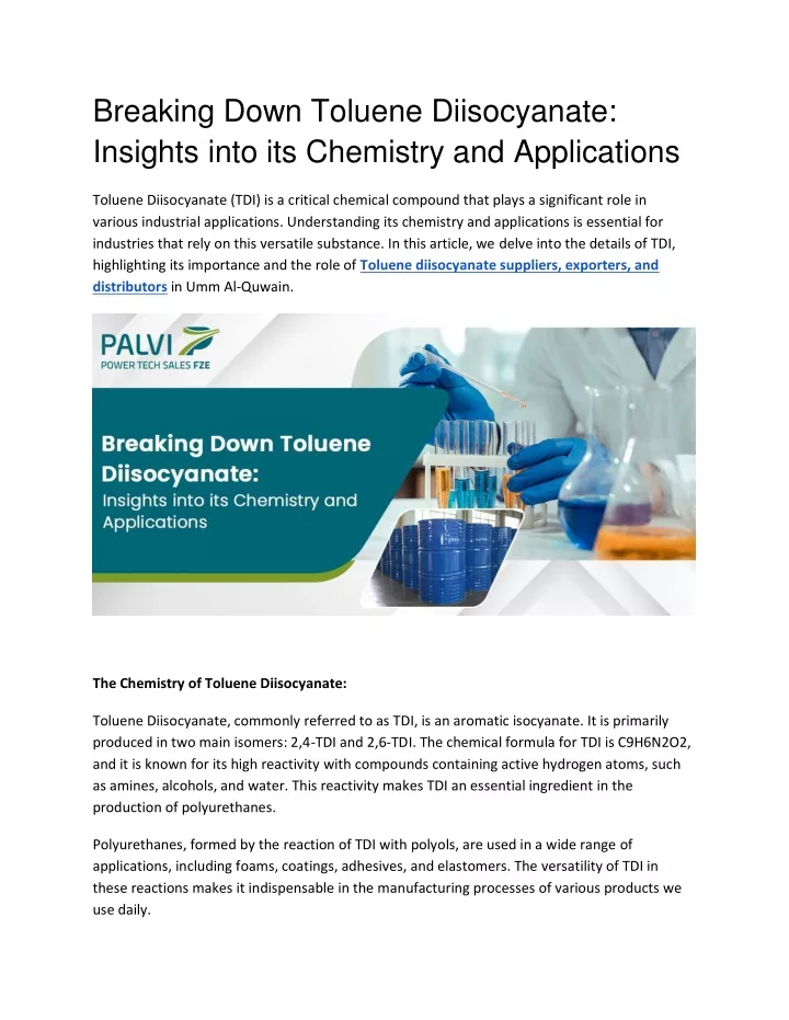 breaking down toluene diisocyanate insights into