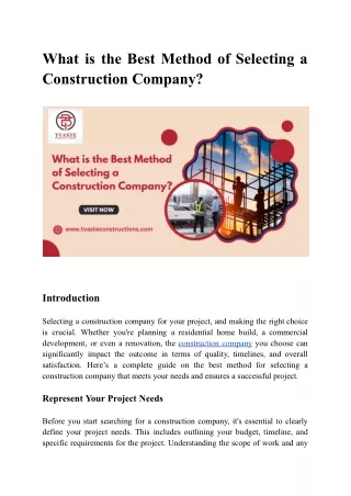 What is the Best Method of Selecting a Construction Company