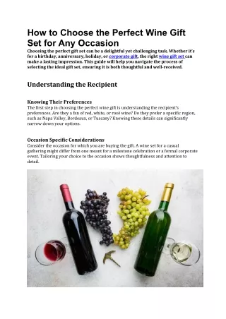 how to choose the perfect wine gift