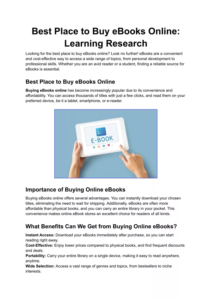 best place to buy ebooks online learning research