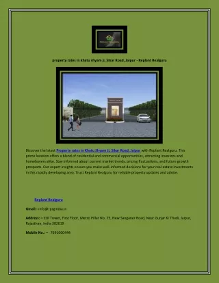 property rates in khatu shyam ji, Sikar Road, Jaipur