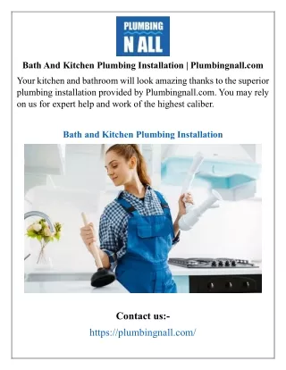 Bath And Kitchen Plumbing Installation  Plumbingnall