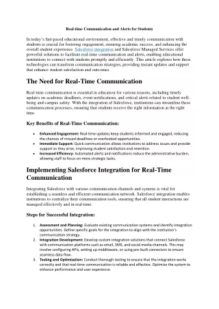 Real-time Communication and Alerts for Students