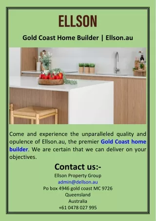 Gold Coast Home Builder  Ellson.au