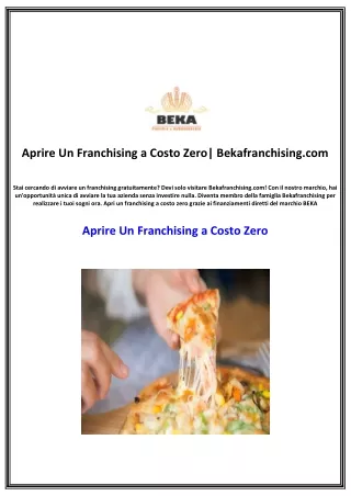 aprire un franchising a costo zero