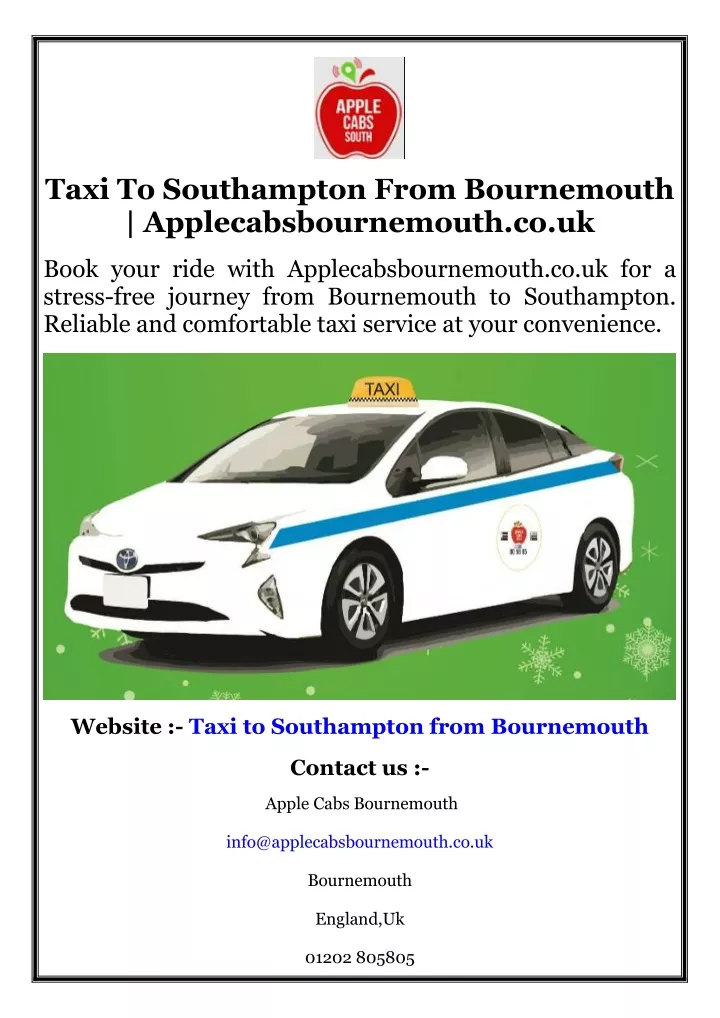 taxi to southampton from bournemouth