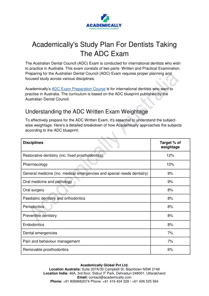 academically s study plan for dentists taking