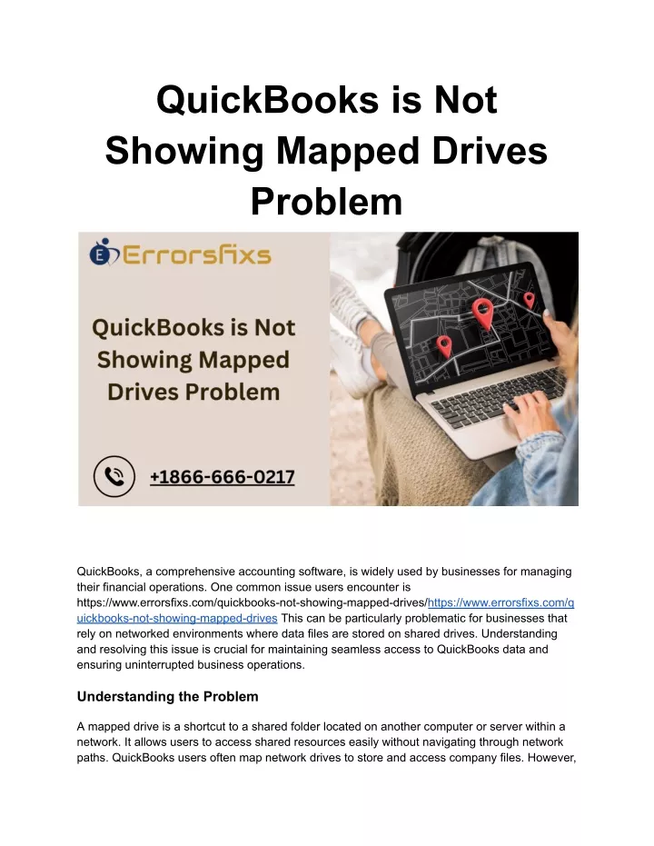 quickbooks is not showing mapped drives problem