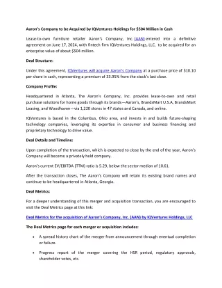 aaron s company to be acquired by iqventures
