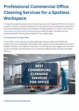 Professional Commercial Office Cleaning Services for a Spotless Workspace