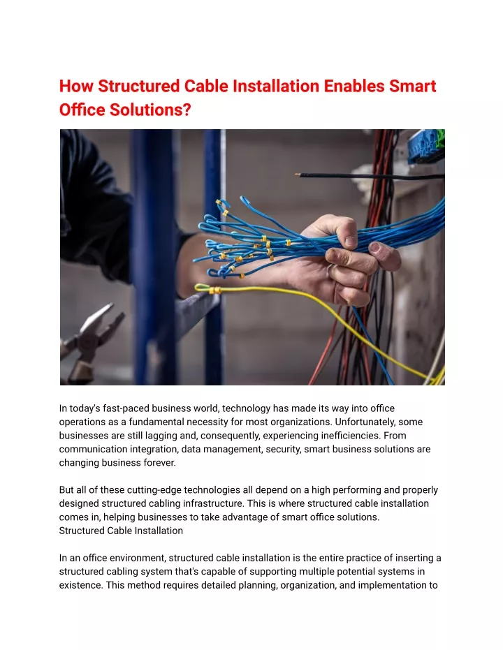 how structured cable installation enables smart