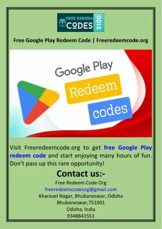 Free Google Play Redeem Code  Freeredeemcode.org