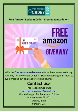 Free Amazon Redeem Code  Freeredeemcode.org