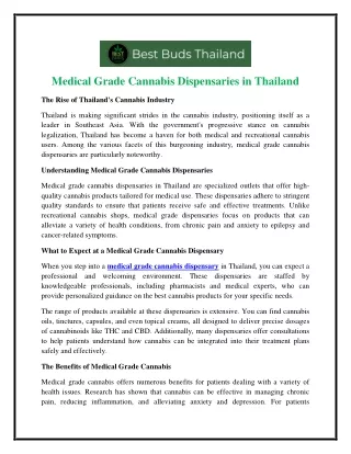 Medical Grade Cannabis Dispensaries in Thailand