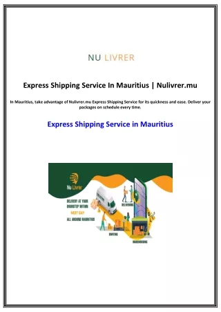 Express Shipping Service In Mauritius | Nulivrer.mu