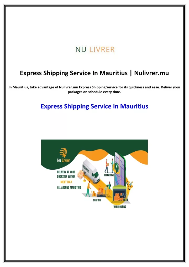 express shipping service in mauritius nulivrer mu