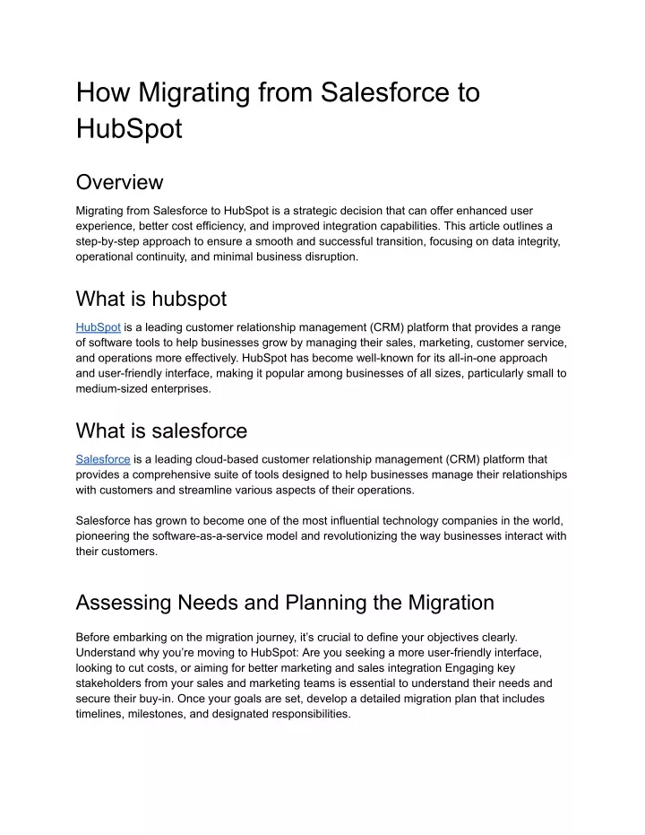 how migrating from salesforce to hubspot