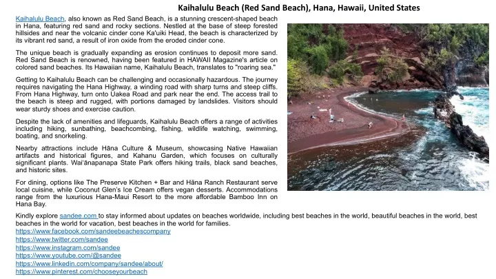 kaihalulu beach red sand beach hana hawaii united