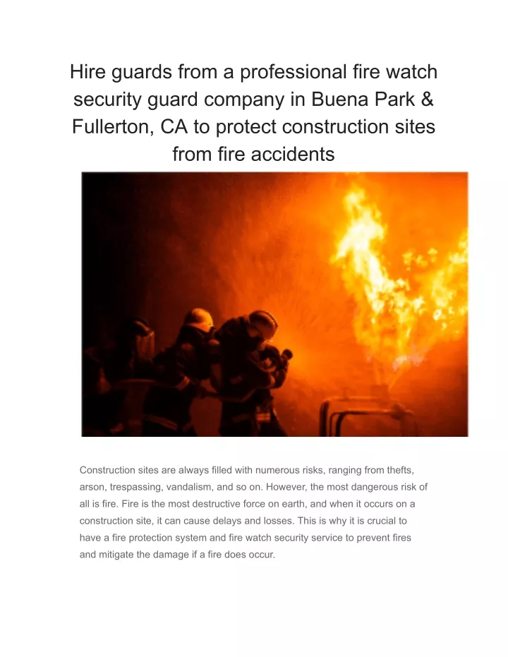 hire guards from a professional fire watch