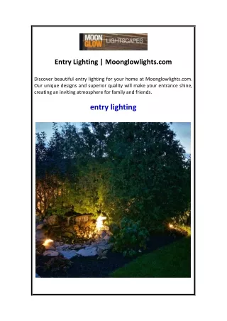 Entry Lighting  Moonglowlights.com