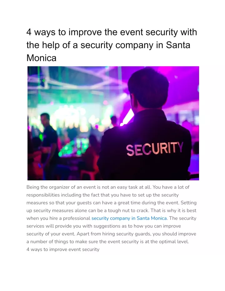 4 ways to improve the event security with