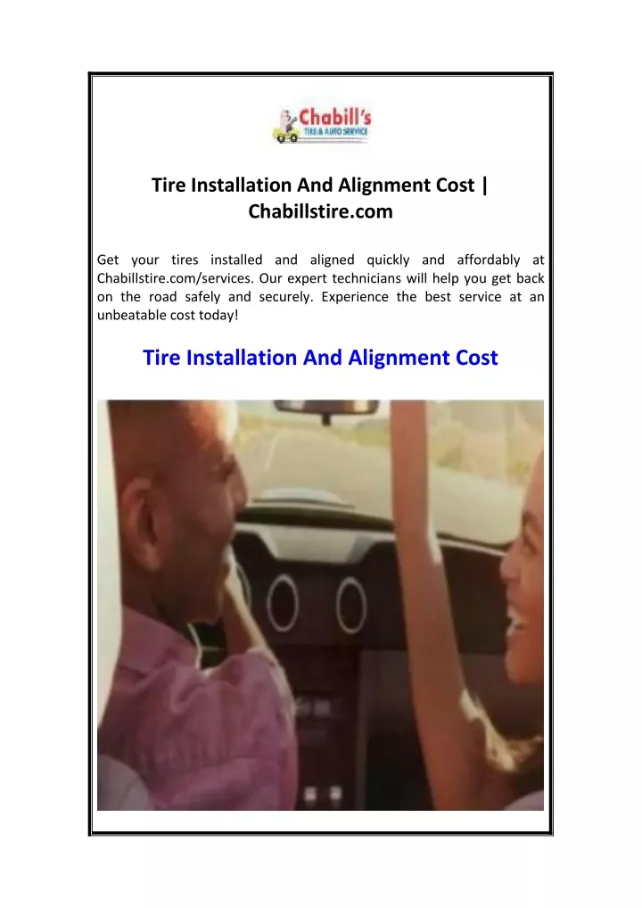 tire installation and alignment cost chabillstire