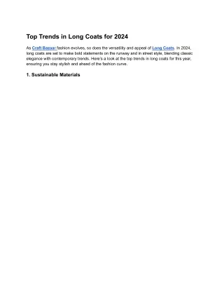 Top Trends in Long Coats for 2024