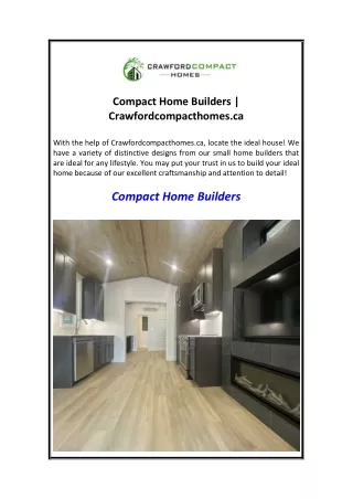 Compact Home Builders  Crawfordcompacthomes.ca