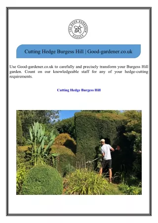Cutting Hedge Burgess Hill Good-gardener.co.uk