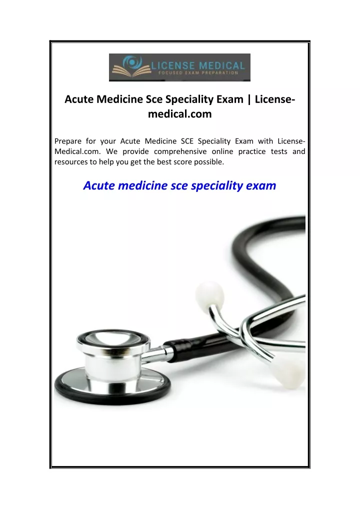 acute medicine sce speciality exam license