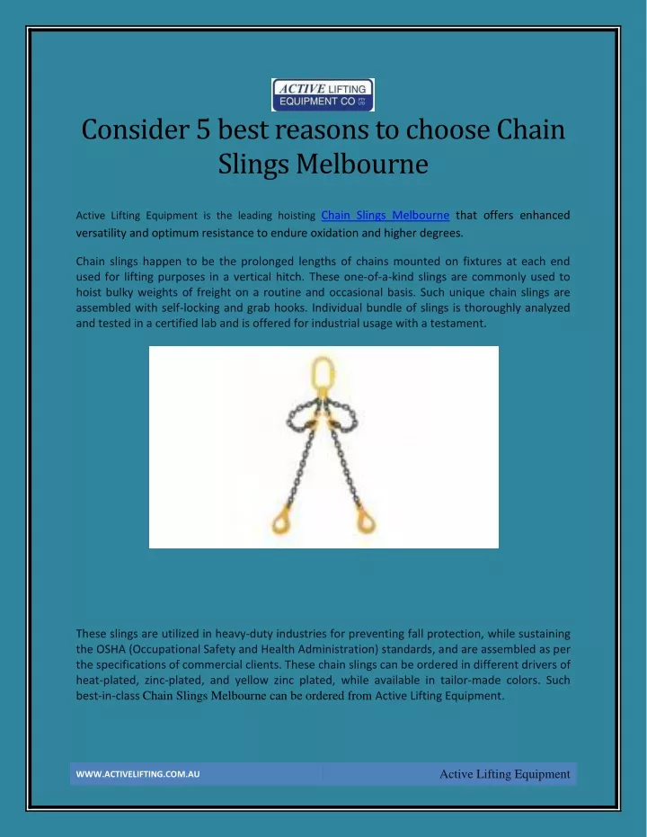 consider 5 best reasons to choose chain slings