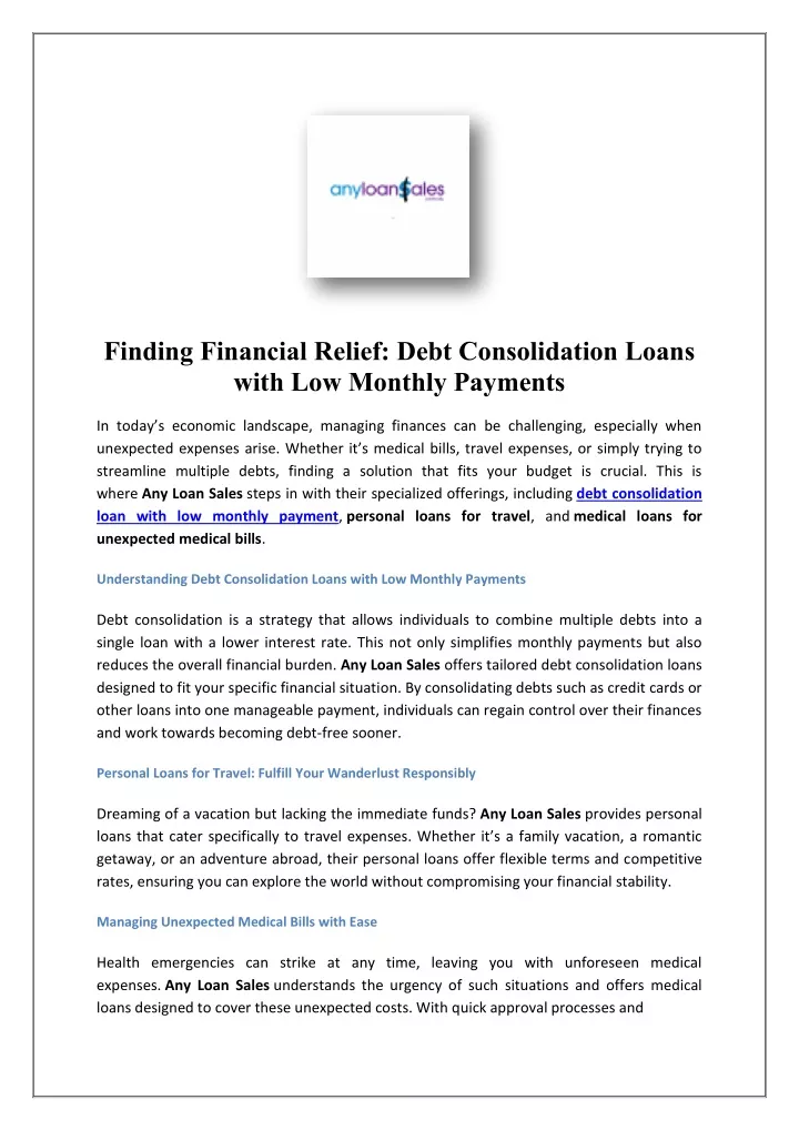 finding financial relief debt consolidation loans