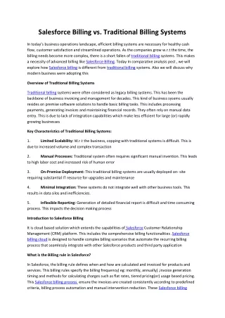 Salesforce Billing vs. Traditional Billing Systems