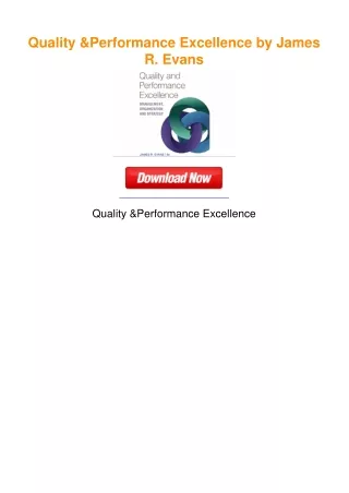 Quality & Performance Excellence by James R. Evans